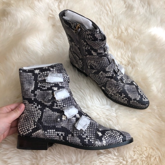 J. Crew Multi Buckle Leather Short Boot Snake 8 - Picture 9 of 13